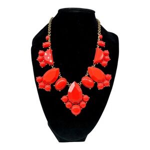 Kate Spade New York Day Tripper Statement Bib Necklace Coral Red‎ Gold Tone